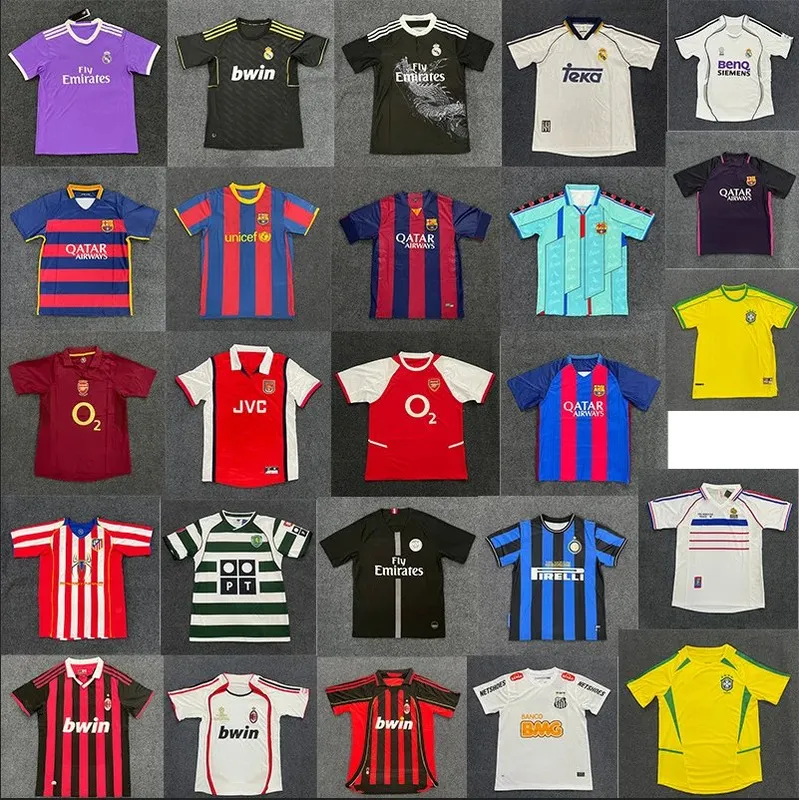 Wholesale Retro Real Madrid Barcelona Brazil Jersey Lisbon AC France Arsenal Retro Football Jersey Cross Border Short Sleeve 16