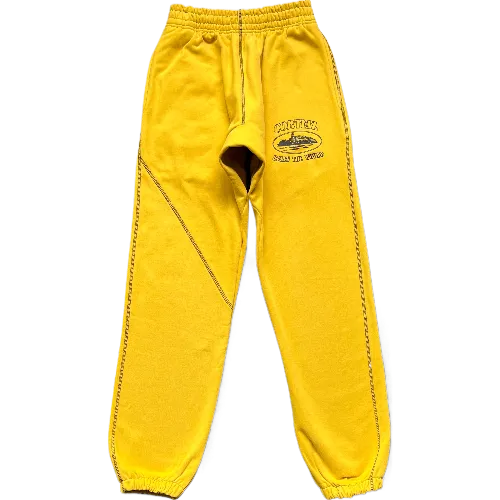 corteiz pants Alcatraz topstitching yellow