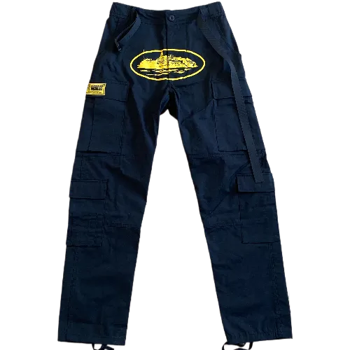 Corteiz pants cargo Black Yellow Logo