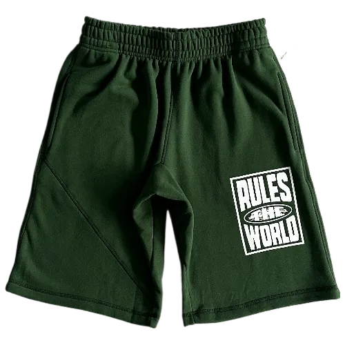 corteiz shorts rules the world green